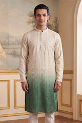 Green Silk Blend Solid Embroidered Kurta With Trouser MKSET1722
