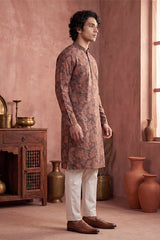 Grey Modal Floral Printed Calf Length Straight Regular Kurta MKU1980