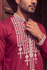 Maroon Silk Blend Embroidered Straight Kurta MKU2049