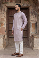 Lavender Silk Blend Embroidered Straight Kurta MKU2103