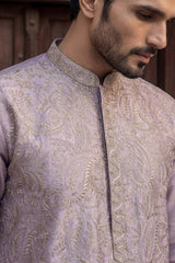 Lavender Silk Blend Embroidered Straight Kurta Sets MKSET2103