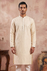 Off White Silk Blend Embroidered Straight Kurta Sets MKSET2129