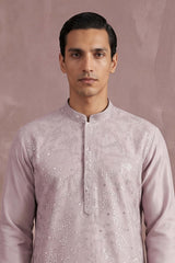 Lavender Silk Blend Embroidered Straight Kurta MKU2135