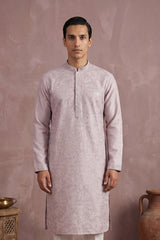 Lavender Silk Blend Embroidered Straight Kurta MKU2135