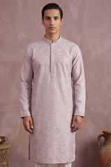 Lavender Silk Blend Embroidered Straight Kurta Sets MKSET2135