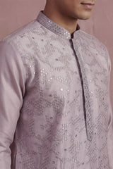 Lavender Silk Blend Embroidered Straight Kurta MKU2135