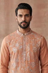 Orange Modal Embroidered Calf Length Straight Regular Kurta MKU2176