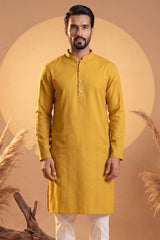 Yellow Silk Blend Solid Solid Kurta MKU2222