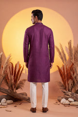 Purple Silk Blend Embroidered Straight Kurta MKU2288