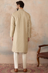 Olive Jacquard Ethnic Motifs Embroidered Kurta With Trouser MKSET2322
