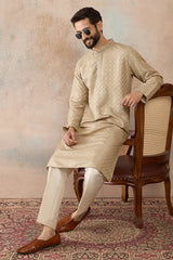 Olive Jacquard Ethnic Motifs Embroidered Kurta With Trouser MKSET2322