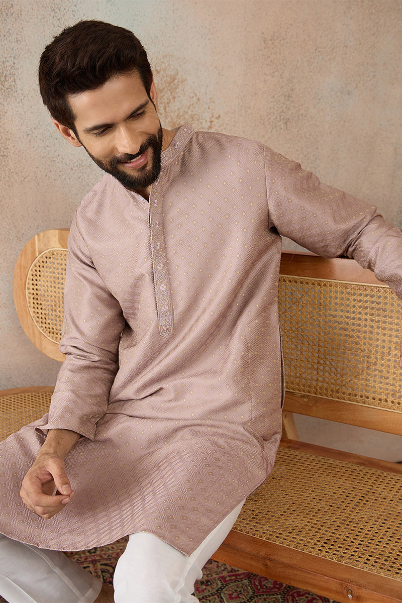 Lavender Silk Blend Floral Embroidered Kurta MKU2325