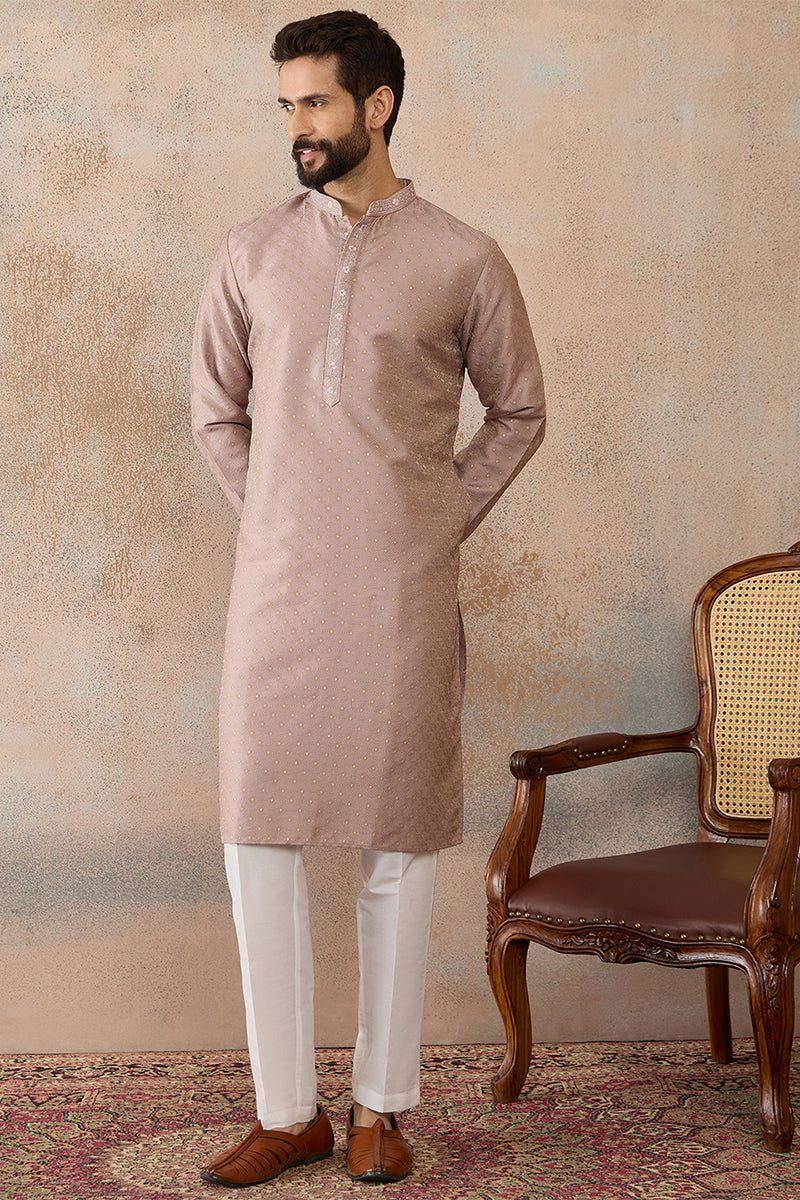 Lavender Silk Blend Floral Embroidered Kurta With Trouser MKSET2325