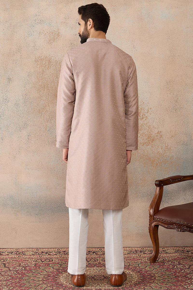 Lavender Silk Blend Floral Embroidered Kurta MKU2325