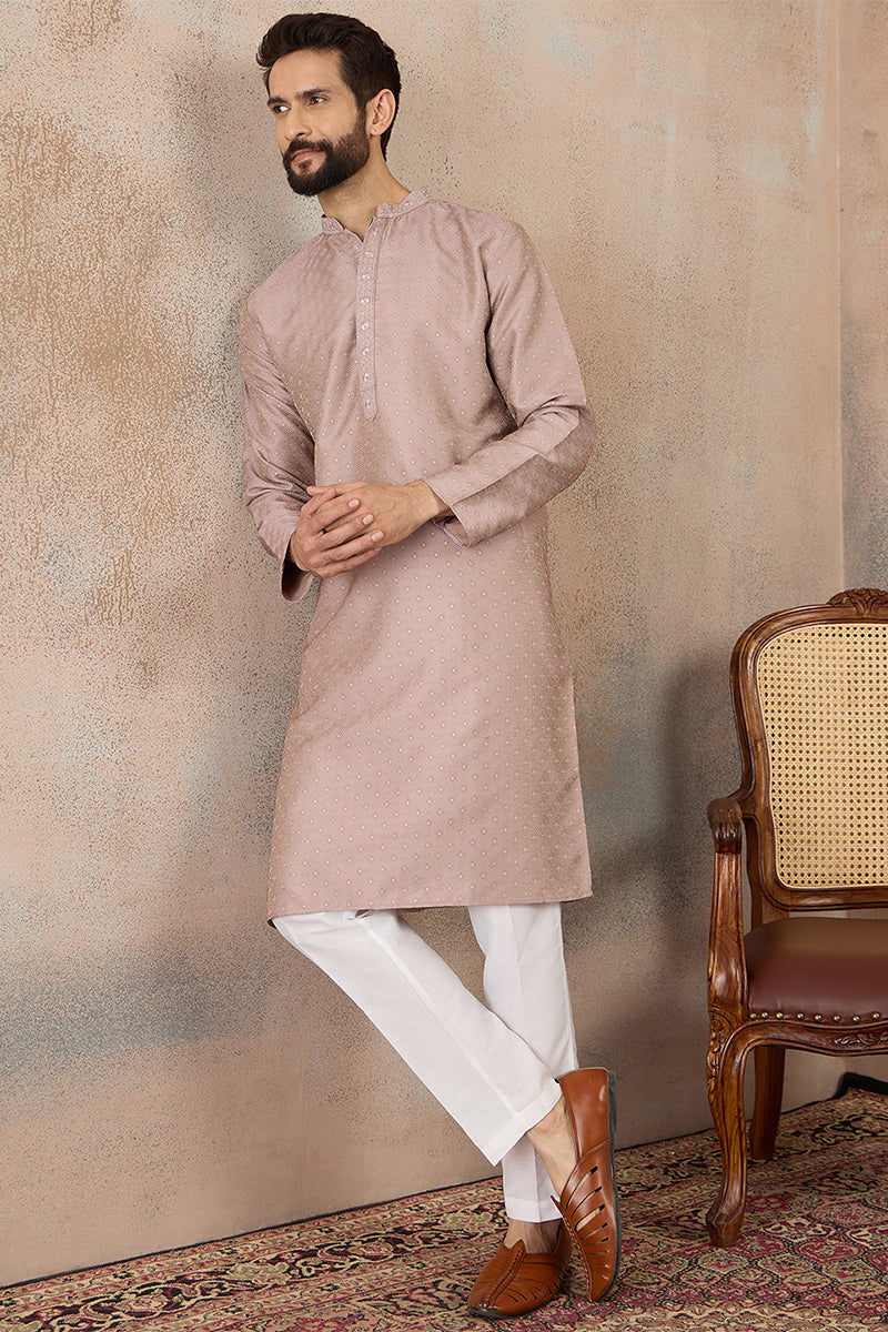 Lavender Silk Blend Floral Embroidered Kurta MKU2325