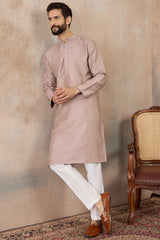Lavender Silk Blend Floral Embroidered Kurta With Trouser MKSET2325