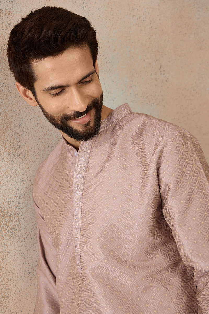Lavender Silk Blend Floral Embroidered Kurta MKU2325