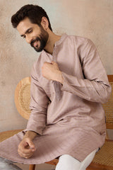 Lavender Silk Blend Floral Embroidered Kurta MKU2325