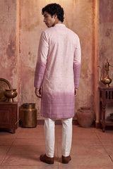 Pink Silk Blend Woven Design Calf Length Straight Regular Kurta With Trouser MKSET2347