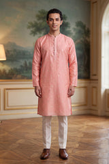 Pink Jacquard Ethnic Motifs Woven Design Kurta MKU2394