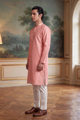Pink Jacquard Ethnic Motifs Woven Design Kurta MKU2394