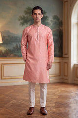Pink Jacquard Ethnic Motifs Woven Design Kurta With Trouser MKSET2394