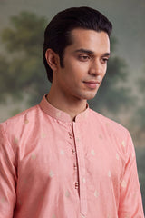 Pink Jacquard Ethnic Motifs Woven Design Kurta MKU2394