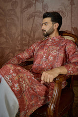 Silk Blend Pink Abstract Printed Kurta MKU2432