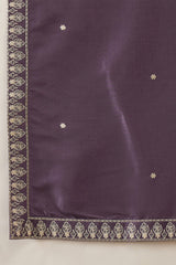 Lavender Silk Blend Solid Embroidered Kurta & Trouser With Dupatta MKPD1009