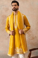 Yellow Silk Blend Solid Embroidered Kurta & Trouser With Dupatta MKPD1010