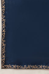 Blue Silk Blend Solid Embroidered Kurta & Trouser With Dupatta MKPD1020