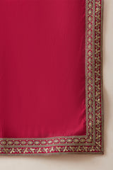 Pink Silk Blend Solid Embroidered Kurta And Trouser With Dupatta MKPD1030