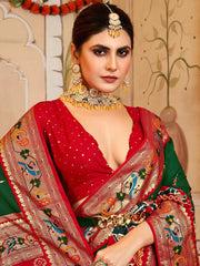 Women's Vichitra Navy Blue Woven Design Designer Saree With Blouse Piece-MNYTA1011