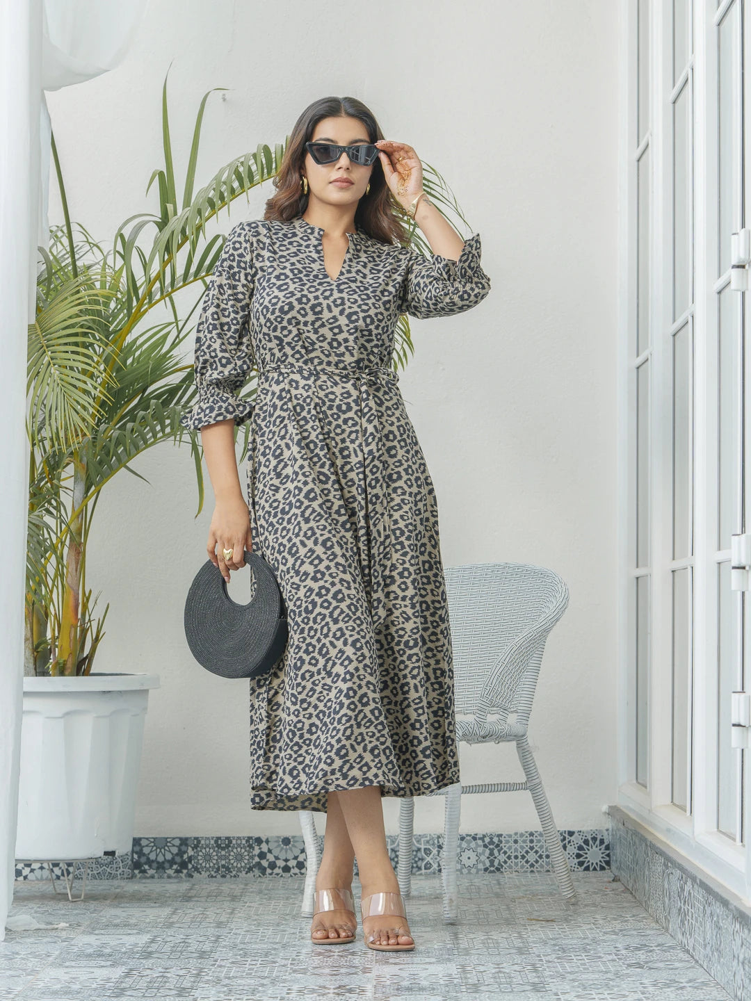 Black Colour Natrural Crap Fabric Stylesh Dress For Women