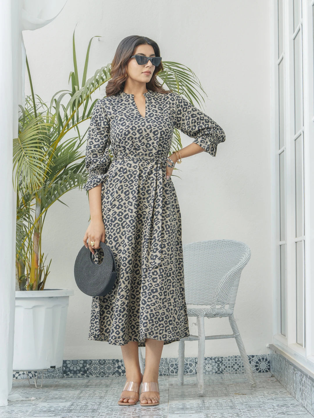 Black Colour Natrural Crap Fabric Stylesh Dress For Women