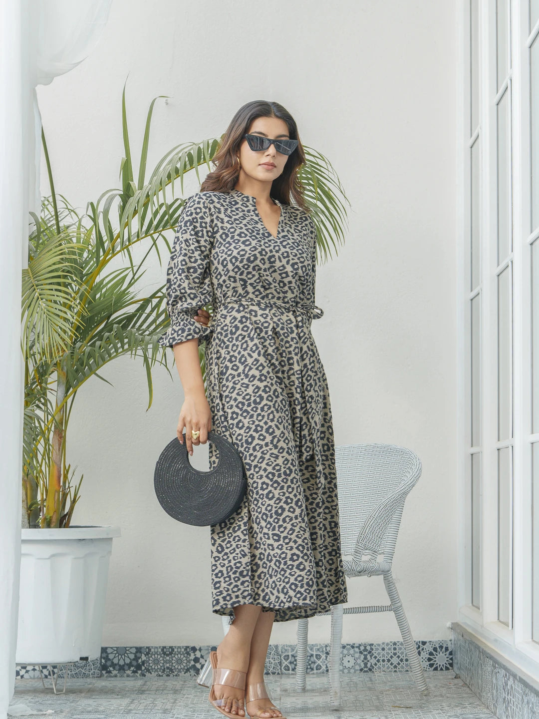Black Colour Natrural Crap Fabric Stylesh Dress For Women