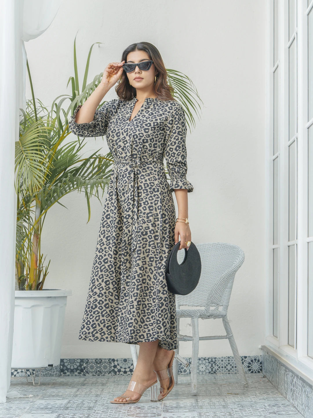 Black Colour Natrural Crap Fabric Stylesh Dress For Women