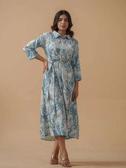 Sky Blue Colour Crepe Printed Ethnic Dress For Women-MLWSHDR4331SKB