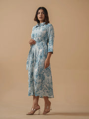 Sky Blue Colour Crepe Printed Ethnic Dress For Women-MLWSHDR4331SKB