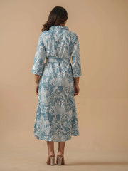 Sky Blue Colour Crepe Printed Ethnic Dress For Women-MLWSHDR4331SKB