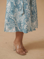 Sky Blue Colour Crepe Printed Ethnic Dress For Women-MLWSHDR4331SKB