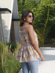 White Colour Flared Printed Empire Ethnic Dresses-MLWSHDR4332WHT