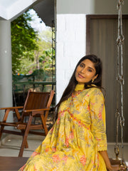 Yellow & Pink Ethnic Printed Kurta Trousers With Dupatta-MLWSHKS4277YLW