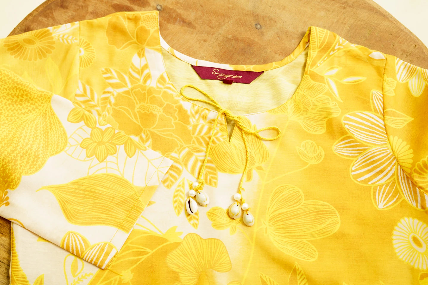 Yellow Floral Printed Straight Kurta and Trousers