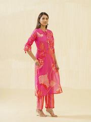 Pink Floral Printed Straight Kurta and Trousers-MLWSHKS4280PNK