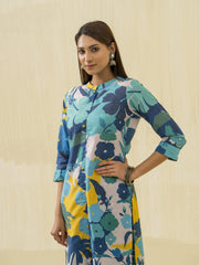 Green Floral Printed Straight Kurta and Trousers-MLWSHKS4281GRN
