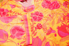 Yellow Floral Printed Straight Kurta and Trousers-MLWSHKS4286YLW