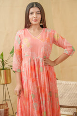 Orange Angrakha A-Line Kurta and Palazzos With Dupatta-MLWSHKS4289ORG