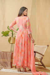 Orange Angrakha A-Line Kurta and Palazzos With Dupatta-MLWSHKS4289ORG
