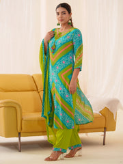 Women Ethnic Motifs Embroidered Kurta With Trousers & Dupatta-MLWSHKS4290GRN